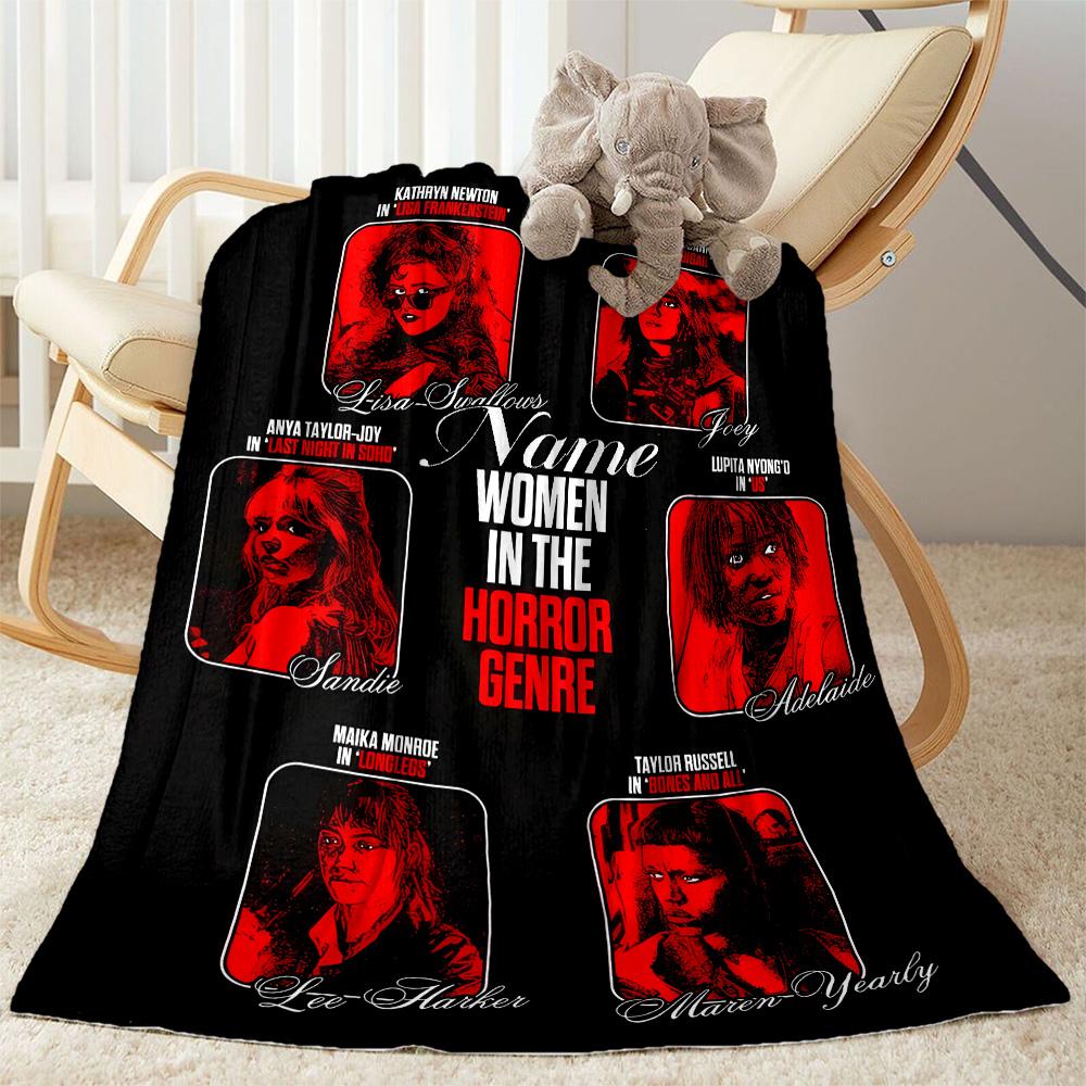 Women Horror Customize Your Name Blanket Multi-purpose Personalized Blanket Soft Warm Cozy Suitable for Sofa Picnics Bedding Office Chair