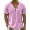Men V Neck Solid Color Loose Casual Short Sleeve Breathable T Shirt
