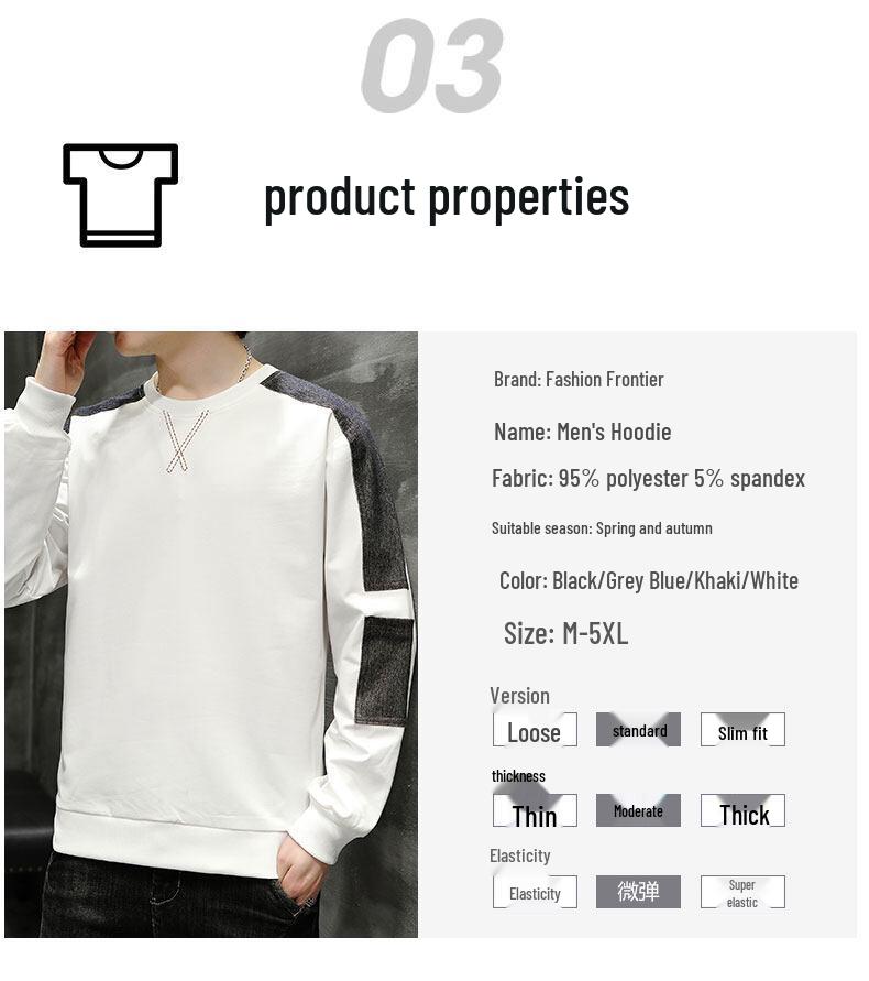 Men's 2025 Spring/Autumn Round Neck Loose Trendy Korean Style Hoodie