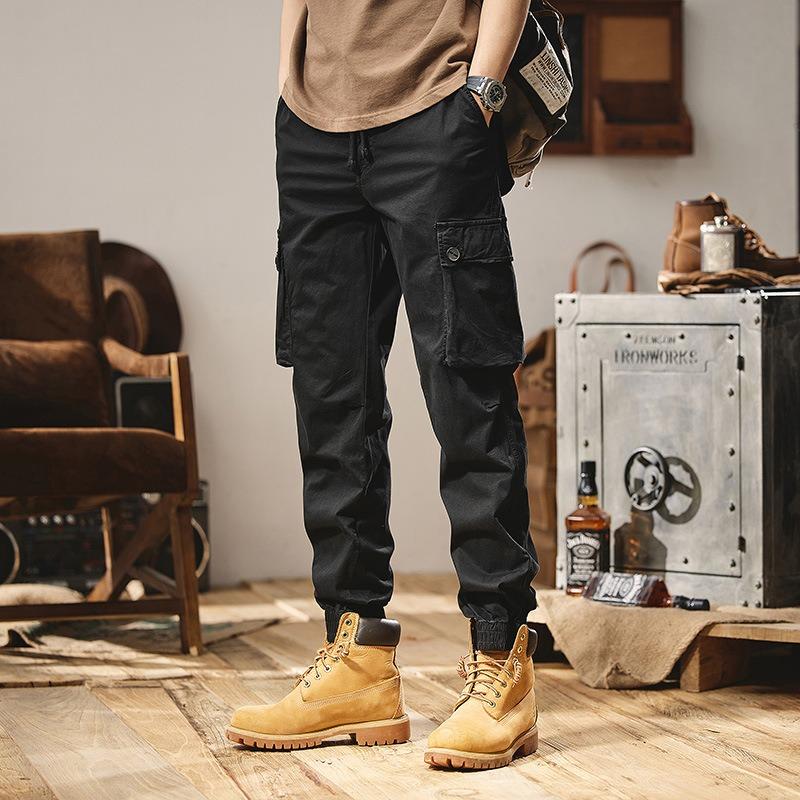 

New Trousers Overalls Men s Simple Solid Color Versatile Fashion Trend Personalized Design Sense 28 чёрный