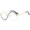 Eyeglasses Frame Half Geometric Design Trendy Round Shape Blue Blocking Light