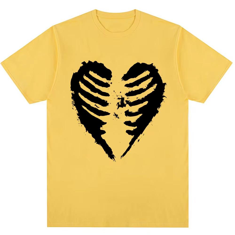 90s Vintage Style Ribcage Heart T-shirts Unisex Fashion Aesthetic Punk Y2k T-shirt Oversized Cotton Oversized T-shirts  Lightweight Breathable Clothes