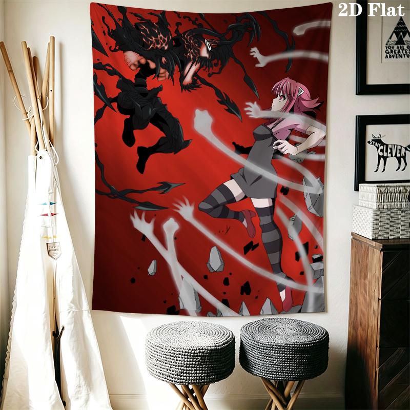Elfen Lied Anime Wall Tapestry Aesthetic Wall Hanging Printed Fabric Blanket Decorative Tapestries for Bedroom Living Room Home Decor