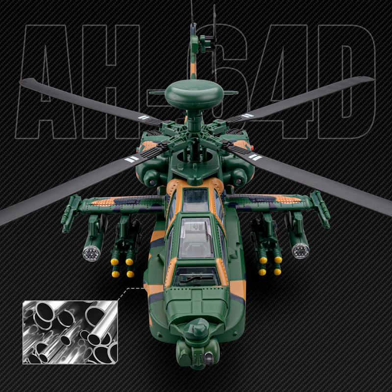 1/46 AH-64 Apache Alloy Utility Attack Advanced Helicopter Model Diecasts Metal Fighter Aircraft Model Sound Light Kids Toy Gift