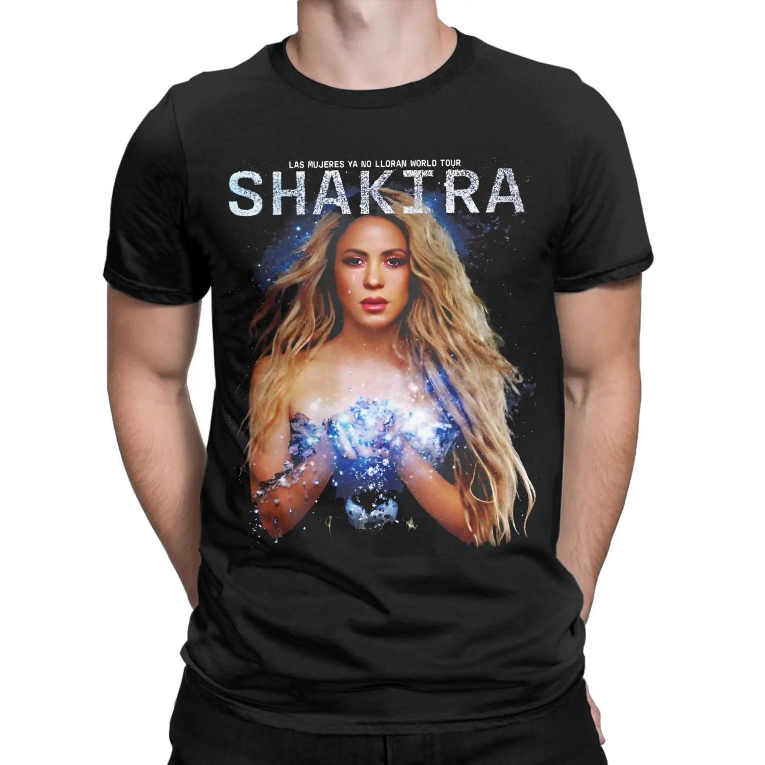

Singer Shakira World Tour T-shirt Men and Women Summer Cotton Clothing Casual Fashion Round Neck Short Sleeved Tee Streetwear S чёрный