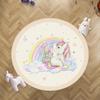 Enchanted Unicorn Floral Round Rug for Home Decor Magical Rainbow Playful Floor Mat for Kids Nursery Bedroom Fantasy Decor