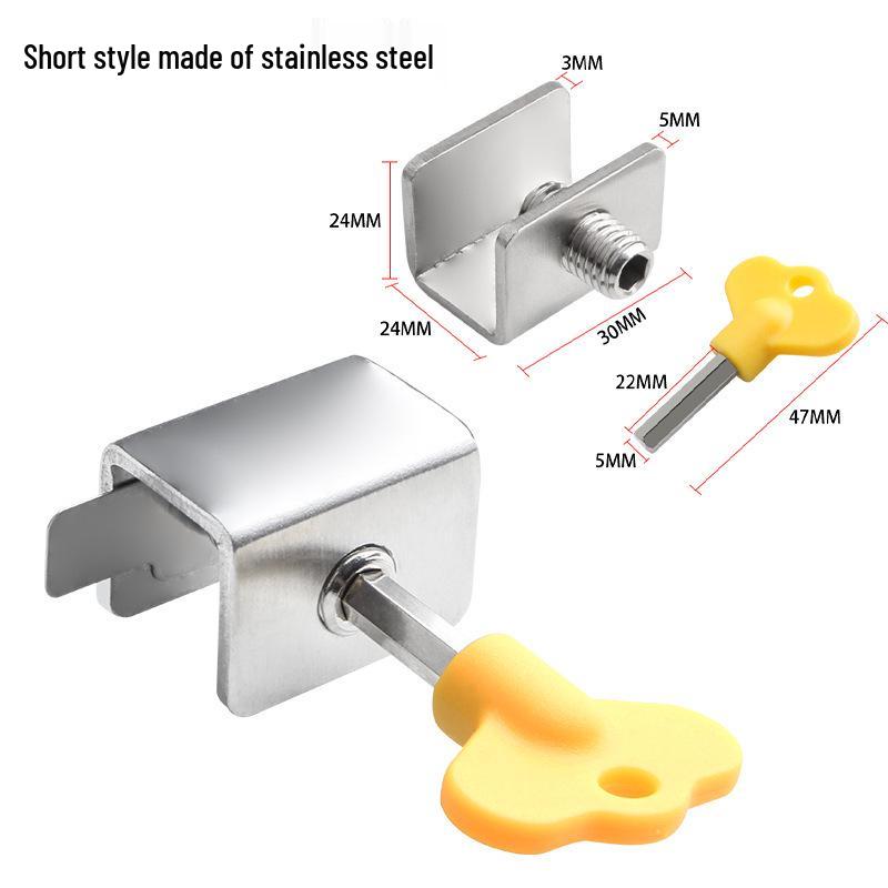 

Aluminum Alloy Sliding Door & Window Lock, Plastic Steel Limiter, No-Installation Child Safety Track Lock.