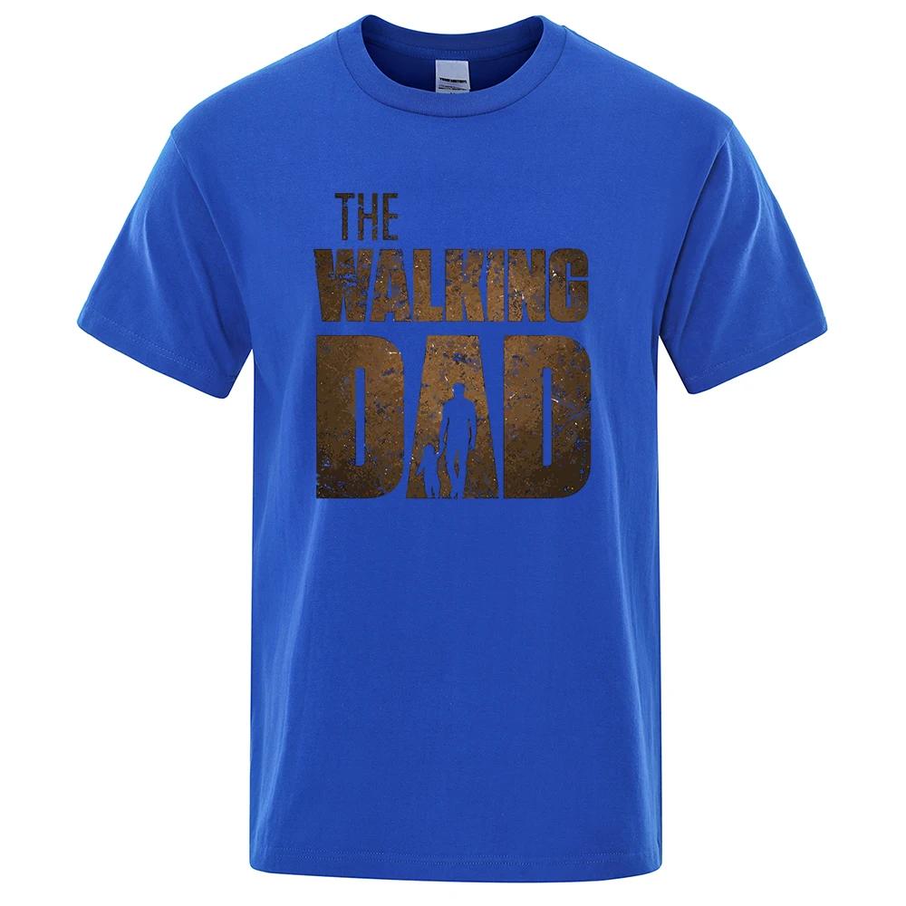 Walking Dad Fun Street Print T-shirt Men's Fashion Summer T-shirt Loose 100% cotton short sleeve Casual Hip Hop T-shirt