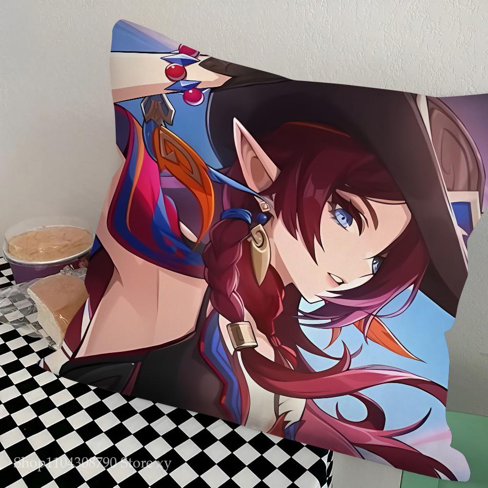 Game Genshin Impact Chasca Pillow Case Square Pillow Bedroom Sofa Leisure Comfort Cushion Car Living Room Home Decoration