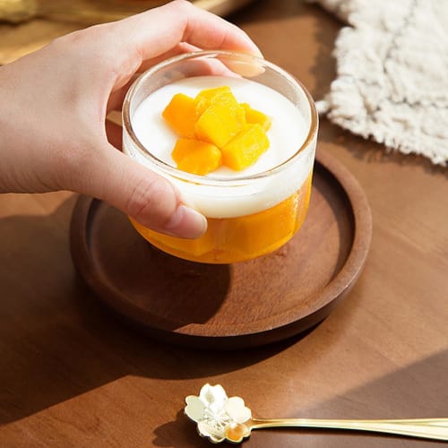 Heat-resistant glass pudding cups, 190ml capacity, reusable, round, for pudding, jelly, and other sweets. Perfect for DIY baking and home use. Set of