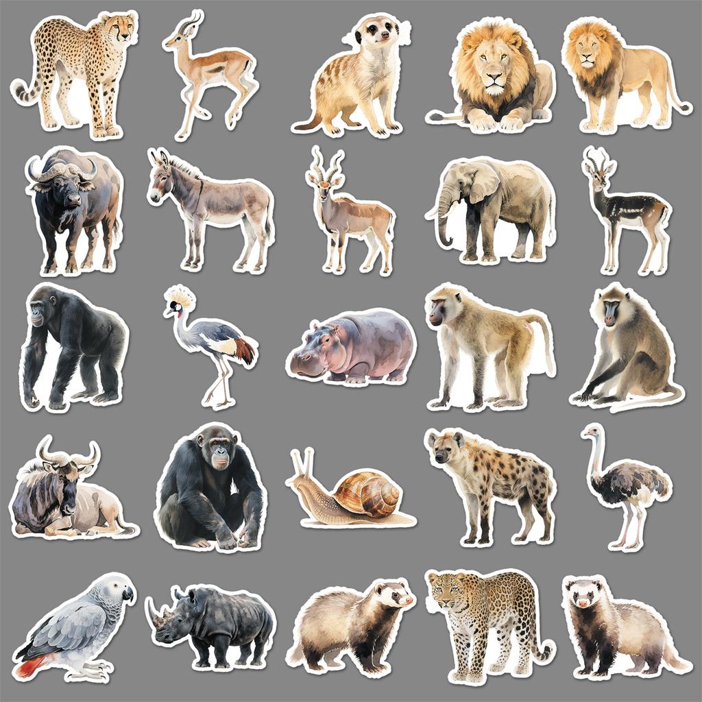 50 New African Animal Graffiti Stickers Personalized Cartoon Lion Decorative Mobile Phone Case Suitcase Stickers