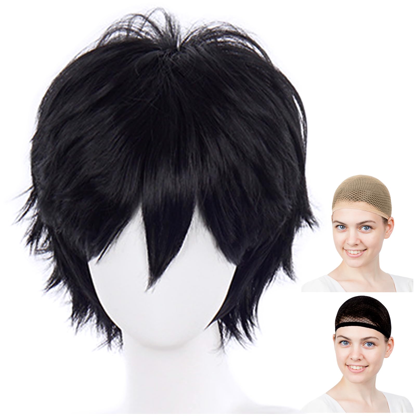 

CaseEden Cosplay Wig Premium Men s Short Black Hair 6093