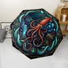 Ocean Mystery Squid pattern umbrella, portable and foldable design, 8 ribs, a casual accessory for Halloween, Christmas, and birthday gifts.