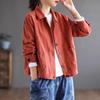 Female Autumn Pure Long Sleeve Clothing Loose Vintage Fit Slimming Lapel Tops