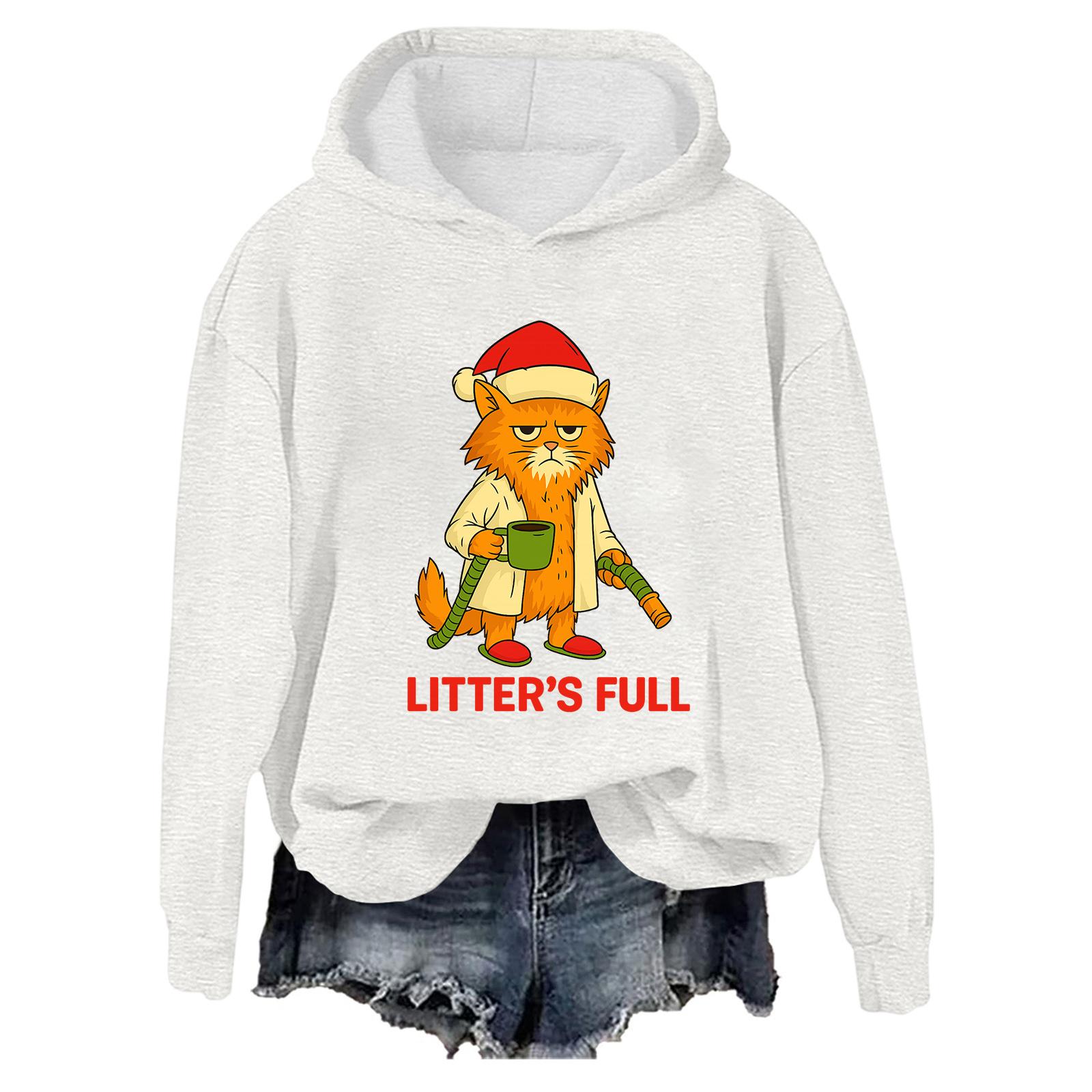 

Женский модный повседневный свитшот с длинными рукавами, круглым вырезом, свободного кроя, с принтом и капюшоном XXL белый