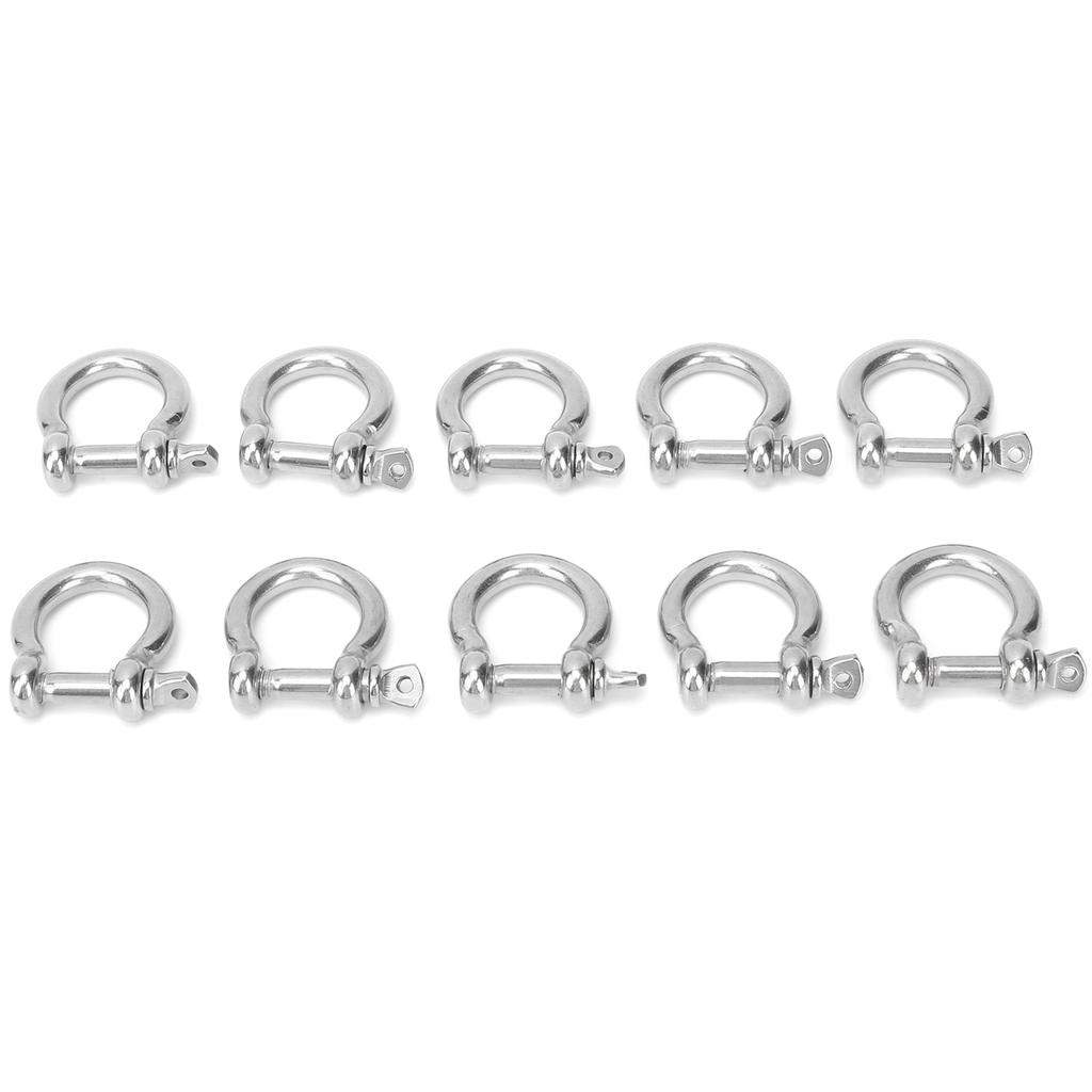 10pcs Bow Shackle Stainless Steel High Hardness DRing Anchor for Camping Hiking Outdoor Sports(M6