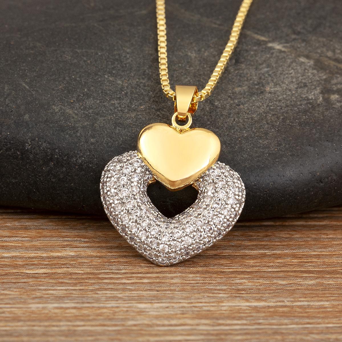 

Nidin New Creative Design Heart Shape Mix Colors Electroplating Pendant Necklace For Women Men Copper Neck Jewelry Party Gifts