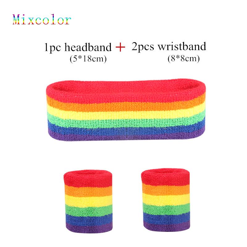 Set Sportif Bandeau + Bracelets En Coton Multicolore - Neuf Avec étiquettes, Unisexe Adulte
