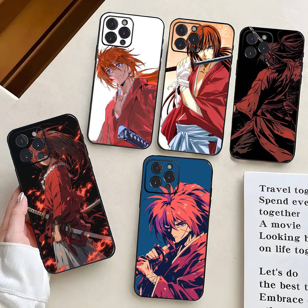 Japanese Manga R-Rurouni Kenshin Phone Case For IPhone 17 Air 16 15 14 13 Pro Max 11 12 Black Silicone Cover