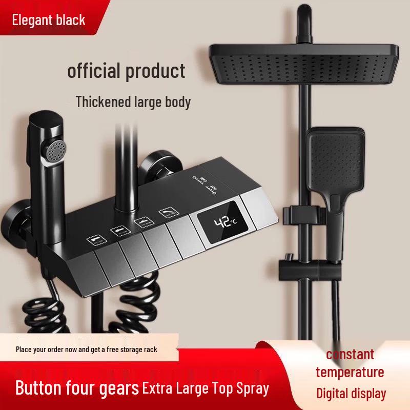 Yuanbinyannuo Thermostatic Gunmetal Grey Shower Set