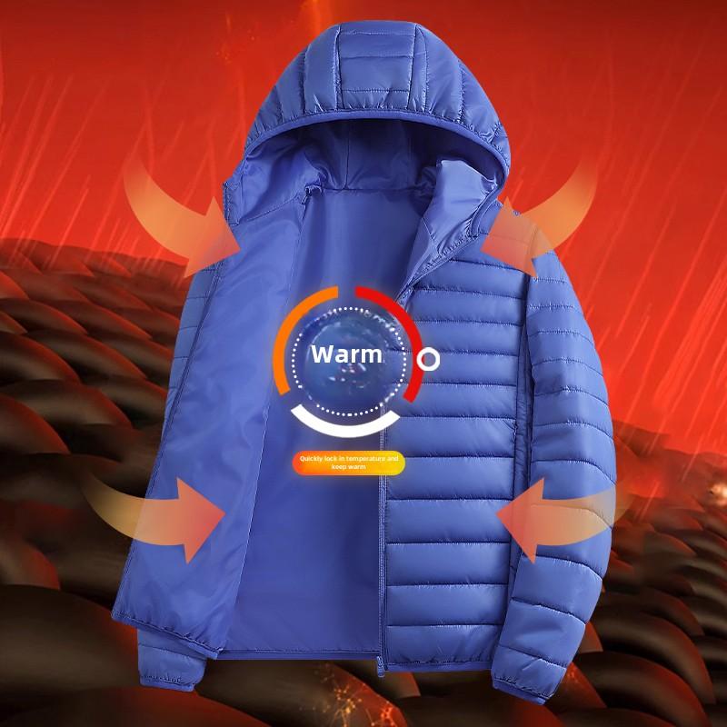 Men's Cotton Jacket Winter New Outdoor Warm Lightweight, Durable Cotton Jacket Simple Solid Color Hooded Work Clothes