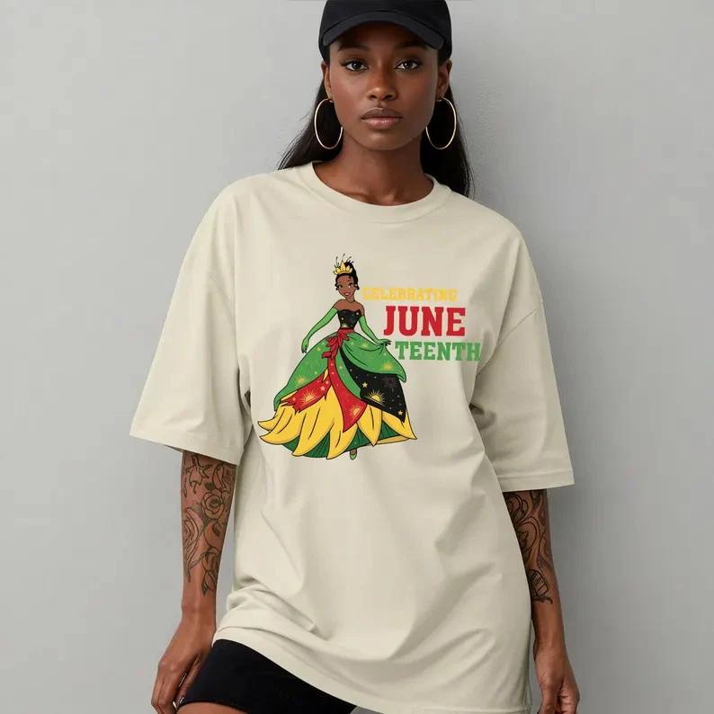 Princess Tiana Juneteenth  Shirt Black Girl Kids Independence Tee S