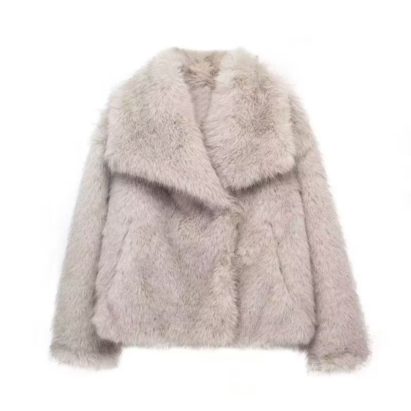 Autumn and Winter Women's Clothing Lapel Artificial Fur Jacket Women's Loose Casual Temperament Short Coat