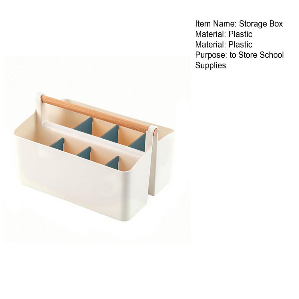Storage Box With Wooden Handle Pen Holder 8 Compartments Desktop Stationery Organizer Marker Watercolour Pencil Storage For Home