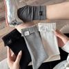 Women's Mid-Calf Fold-Over Smile Socks - Korean Style, European Trendy Autumn Winter Simple Design