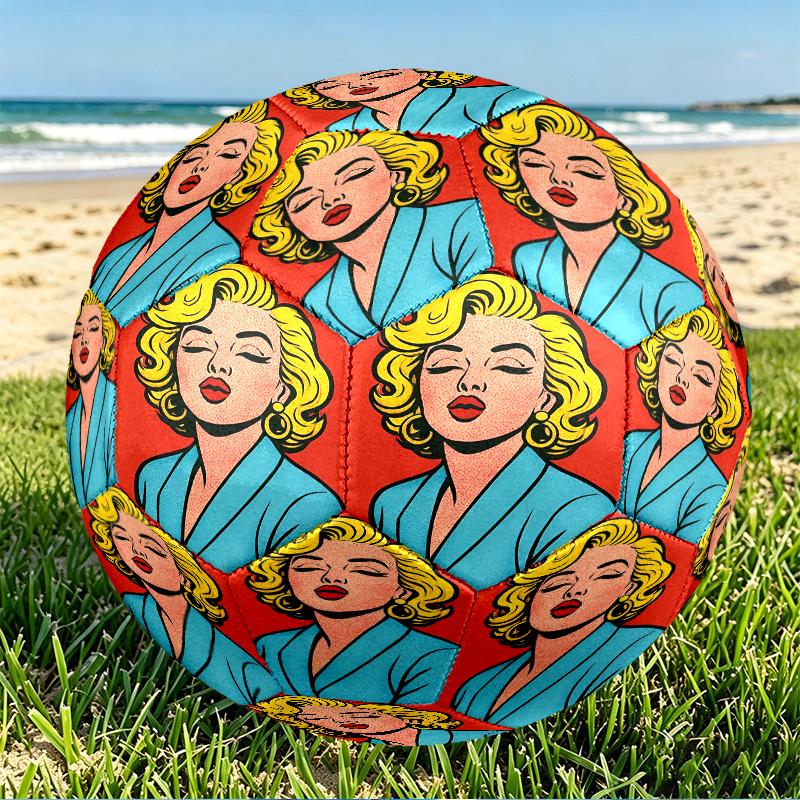 Marilyn Monroe Print Size 5 Soccer Ball, PU Wear Resistant Football for Match Training and Daily Practice, Birthday Gift for Soccer Fans