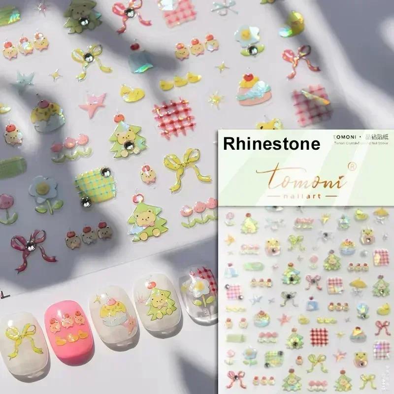 Gold Stamped White Christmas Tree Snowflake 3D Self Adhesive Nail Art Stickers Santa Claus Elk Xmas Cartoon Cute Manicure Decals