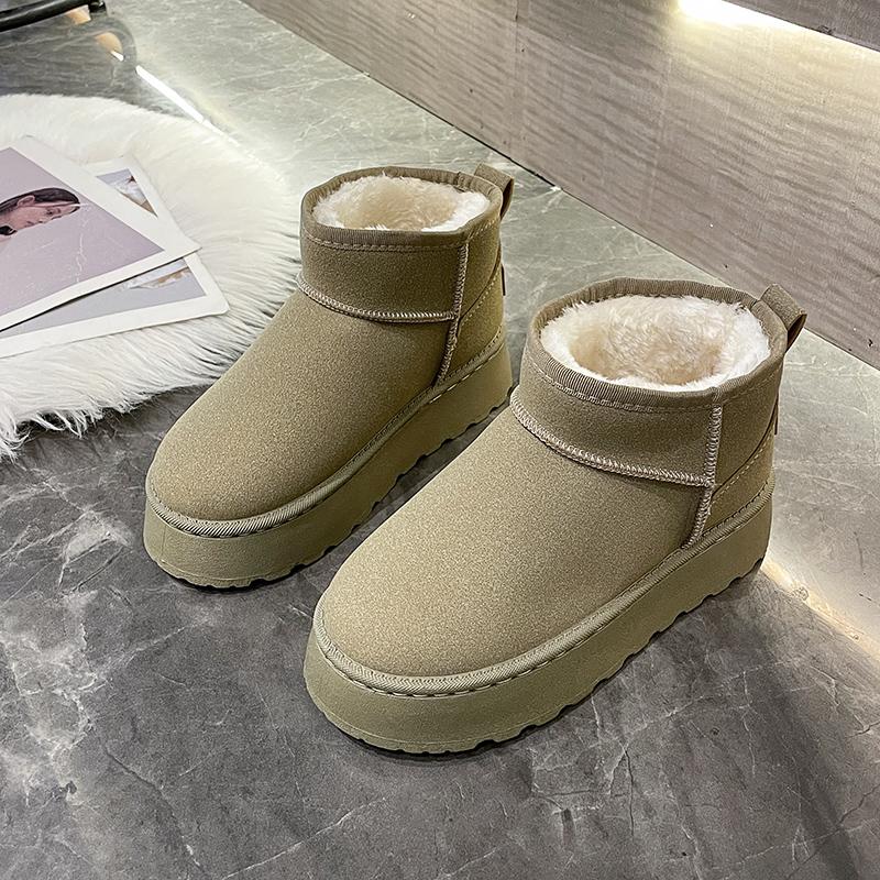 Fashion Ladies Shoes Winter Women Short Plush Warm Snow Boots Casual Shoes  New Suede Fur Ankle Boots Flats Platform Ladies Shoes Boots