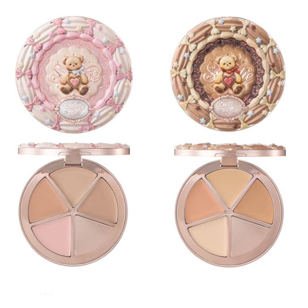FLOWER KNOWS THE SWEETIE BEAR 4-Farben Concealer Aufhellungs-Palette Dunkle Augenringe Abdecken Volle Deckkraft Konturierung Foundation