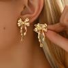 Golden Bowknot Stud Earrings for Women Elegant & Chic Design Personality Earrings Jewelry Gifts