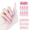 COSLIFESTORE- Press On Nails-24 Reusable Gel Nail Extensions Shape Long Ballerina French Nails with Full Application Kit - Buffer, Manicure Tool, 2