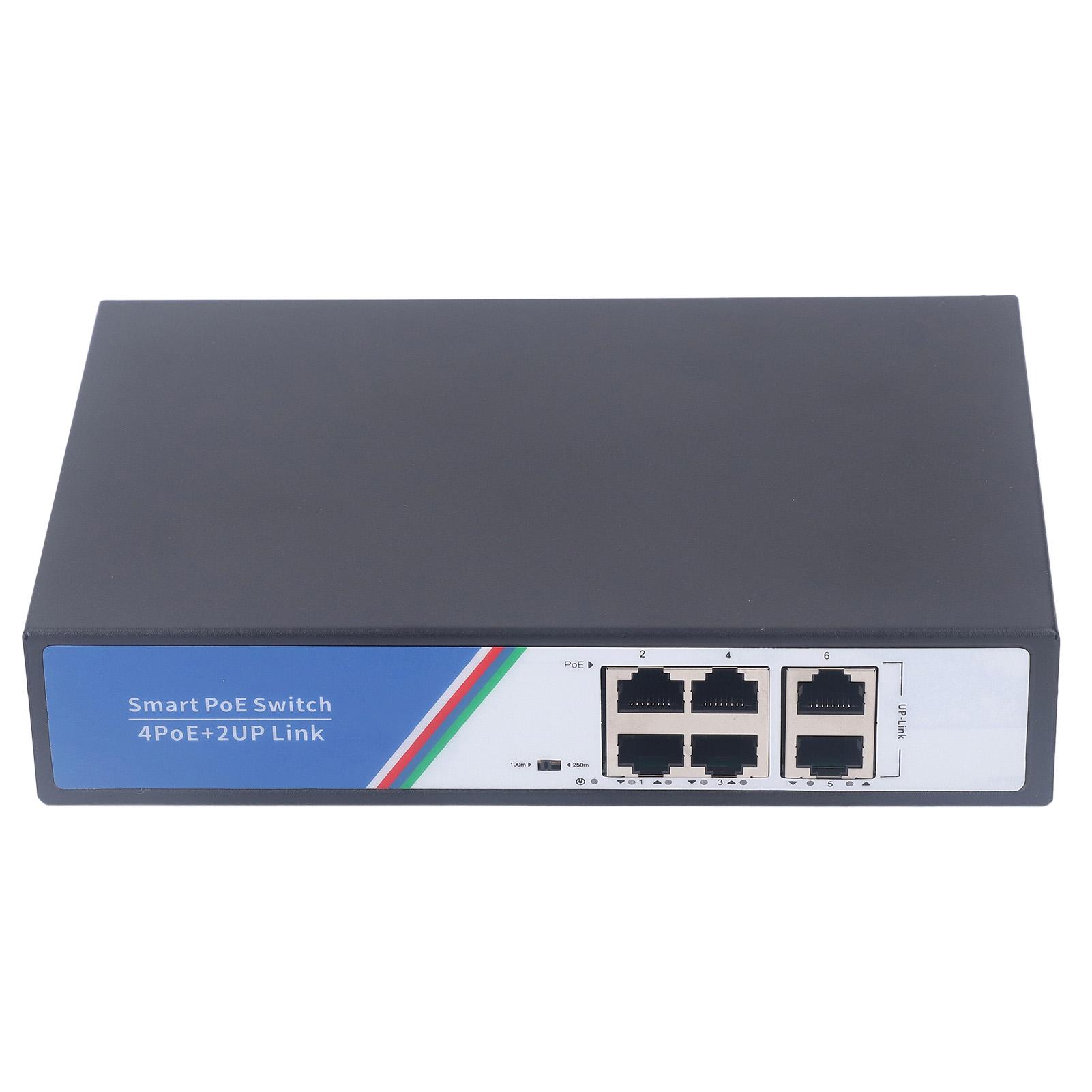 

Комутатор Ethernet 6 портів 12 Гбіт/с Комутаційна здатність Світчер Мережевий сплітер Plug and Play 100240 В