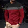 Men'S Outdoor Casual Loose Round Neck T-Shirt Color Block Long Sleeve Undershirt Spring Autumn Fashion Anti Wrinkle Pullover