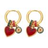 Artistic Enamel Heart Shaped Hoops Multi Way Wear Sturdy Alloy Ear Pendant Jewelry For Everyday Styling