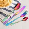 Chinese Patterned Stainless Steel Tableware Set for Household Knives  Forks  Spoons  Black 20/40 Piece Set