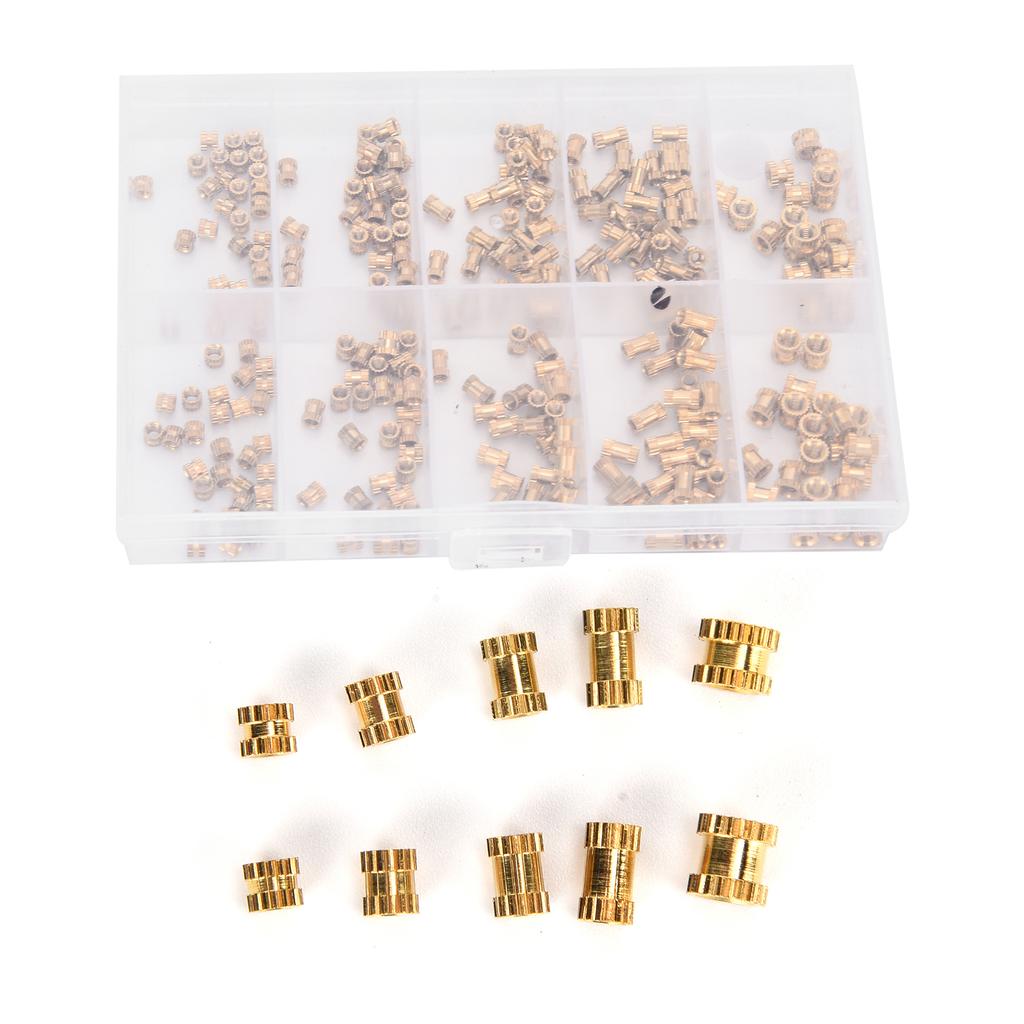 280Pcs Brass Knurled Nut Threaded Insert Embedment Fasteners M2 M2.5 M3 Assortment Kit
