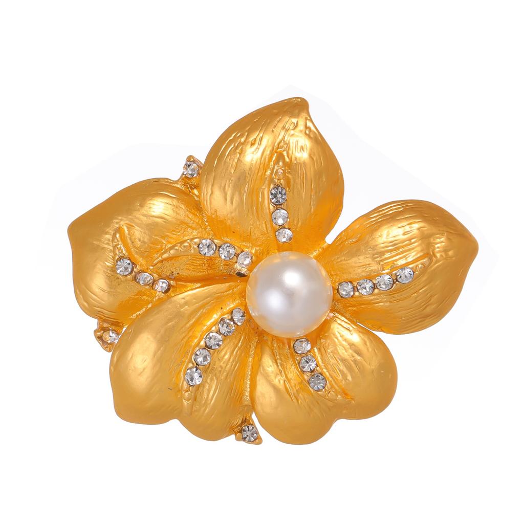 Trendy Rhinestone Florals Brooches for Women Unisex Pearls Flowers Pins Badges Office Party Backpack Gifts Jewelry Accessories