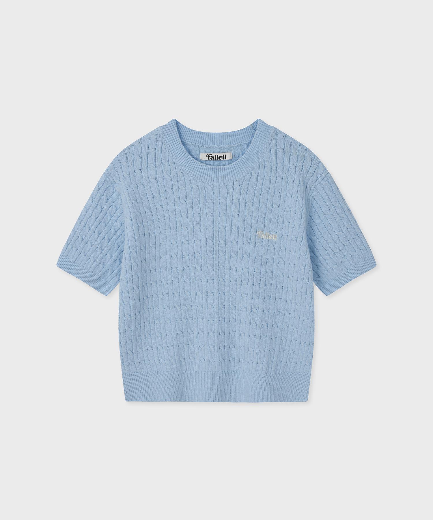 Pallet Cable Short Sleeve Knit Sky Blue Sky Blue/S