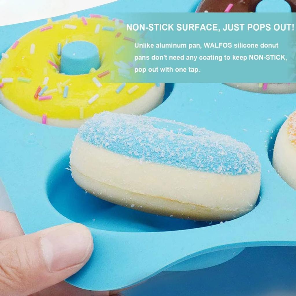 6 Löcher Silikon-Donutformen Antihaft-Silikon-Donut-Backform-Set, Leicht zu entformen Hitzebeständig und Spülmaschinenfest.
