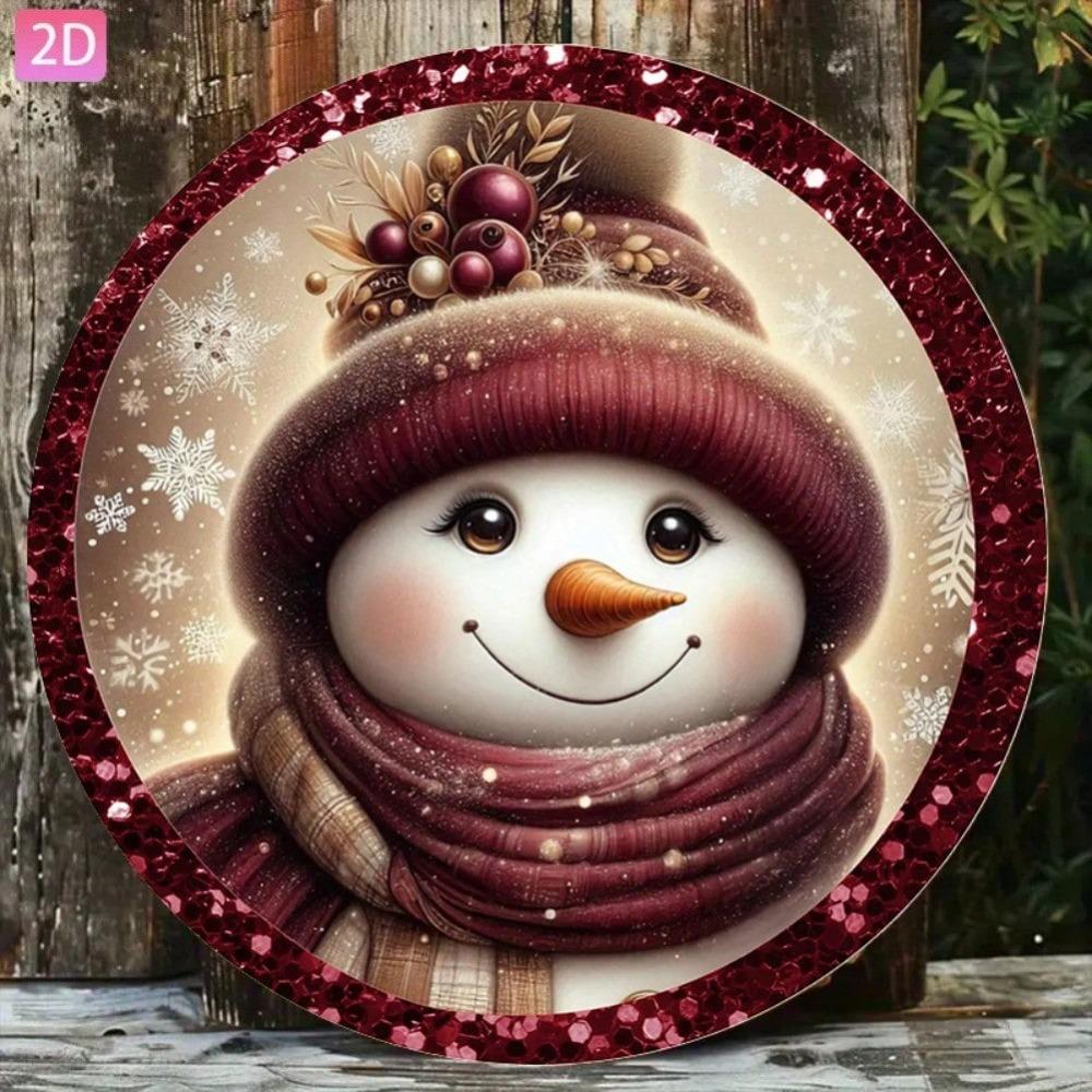 Vintage Snowman Tin Sign Wall Art 2D Flat Metal Christmas Decor for Garden Bar Cafe Holiday