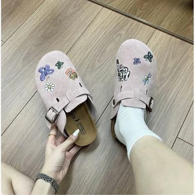 Fashion Women's Slippers 2024 New Mule Shoes Women's Half-Slip Thick-Soled Outer-Wearing Flat Shoes
