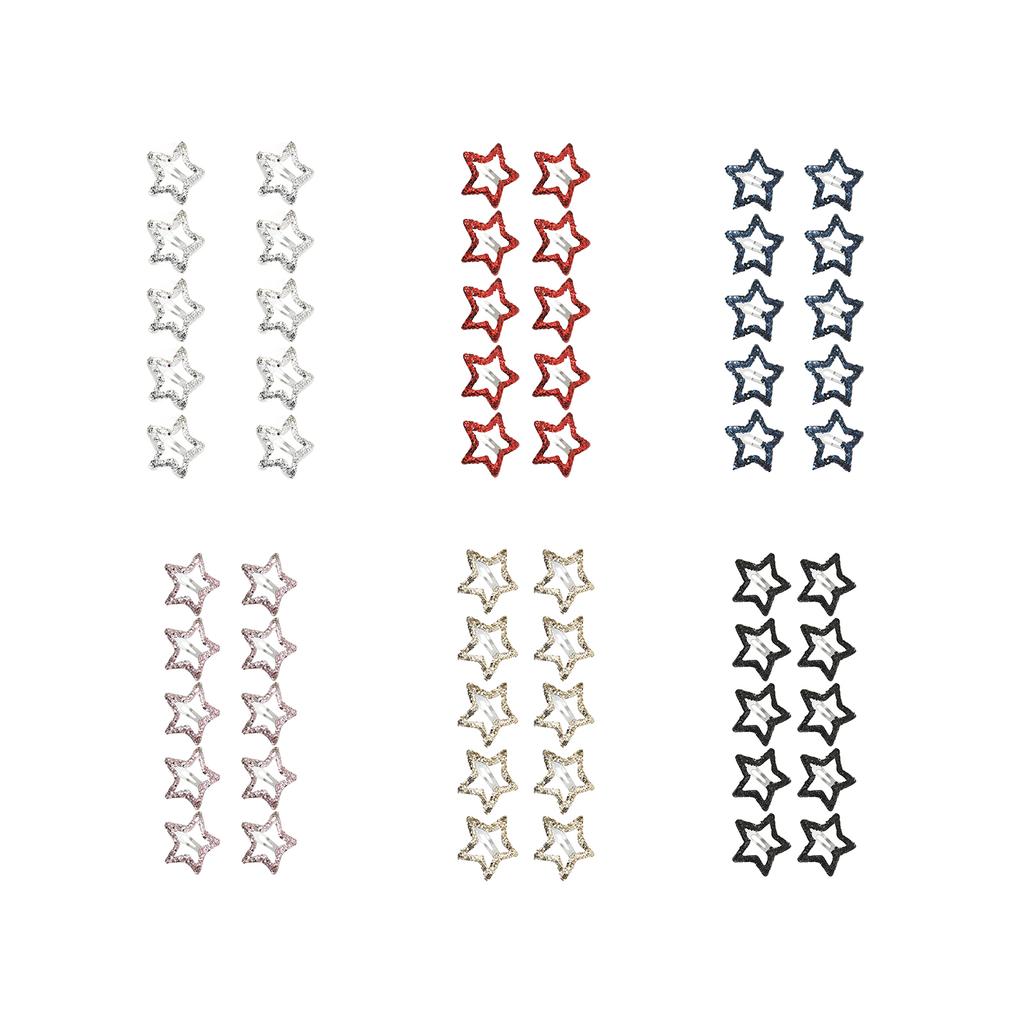 10PCS Sequins Star Hair Clip Set for Women Alloy Snap Clip Hair Styling Accessories Aesthetics Hair Barrettes for Female