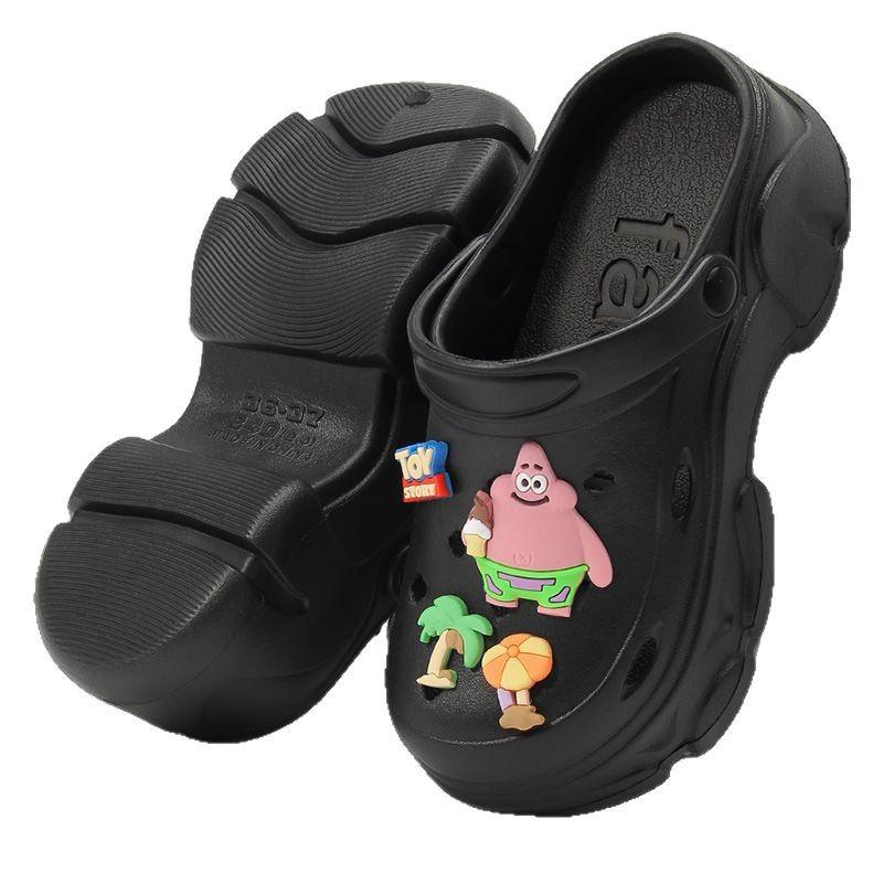 Cartoon Clog Shoes for Women Summer Height-Increasing Thick-Soled Cushioned Non-Slip Odor-Free Sandals Korean Style Closed-Toe Beach Slippers