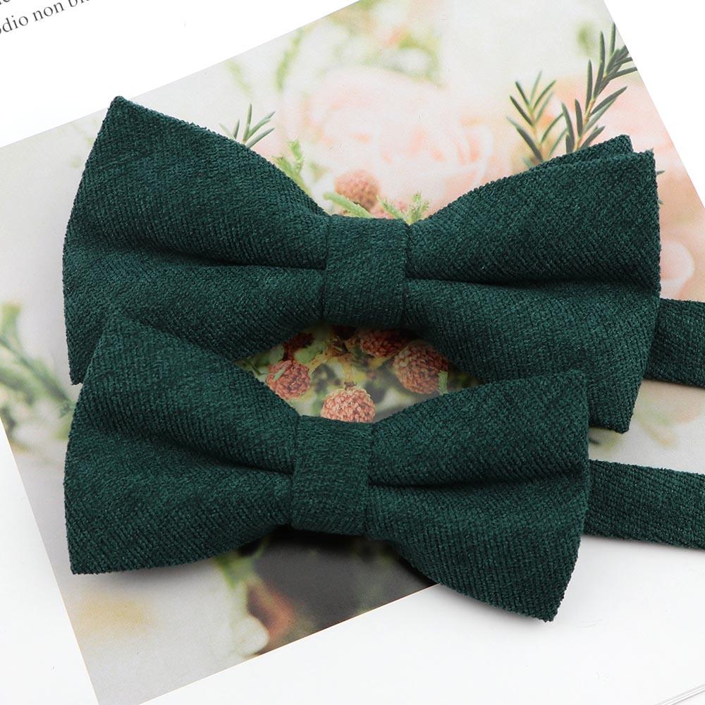 Mens Super Soft Downy Suede Parent-Child Bowtie Set Macarons Solid Color Classic Design Cute Butterfly Red Green Blue Pink Tie