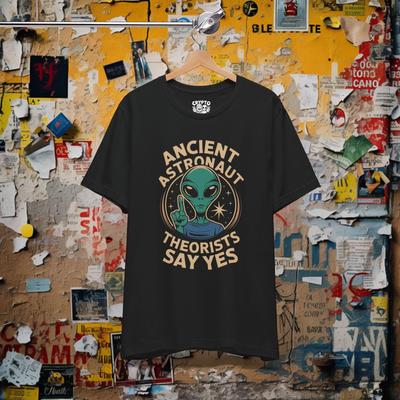 Ancient Alien Shirt UFO Graphic Tee Say Yes Shirt Alien Believer Shirt Gift For Conspiracy Fan XS-5X Unisex Ladies Long Sleeve Hoodie