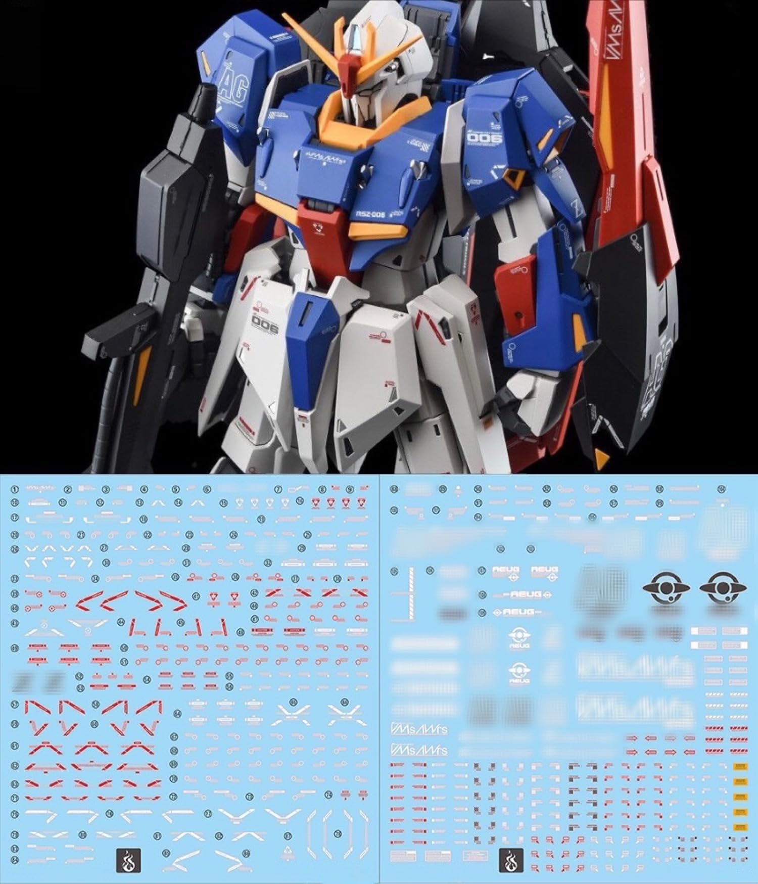 

Fluorescent MG MGEX MGSD FM HiRM 1100 Robot MS Ensha Detail-Up Water Transfer Decals (for MG 1100 Z Gundam Zeta Gundam Ver.Ka) [Used]
